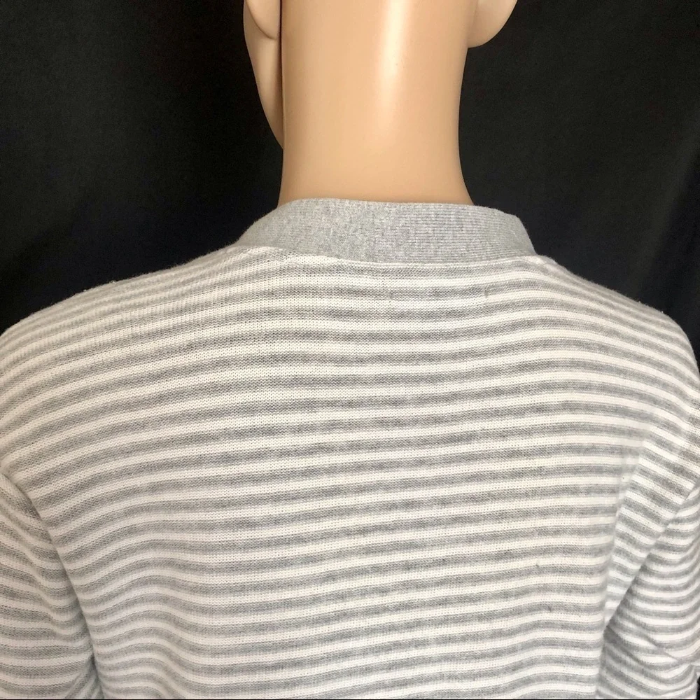 Tommy Hilfiger Striped V-Neck Sweater Grey Size S